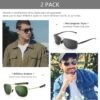 CEREMONYT Sunglasses Lightweight Rectangular Men’s Sunglasses and Military Style Polarized Pilot  Sunglasses