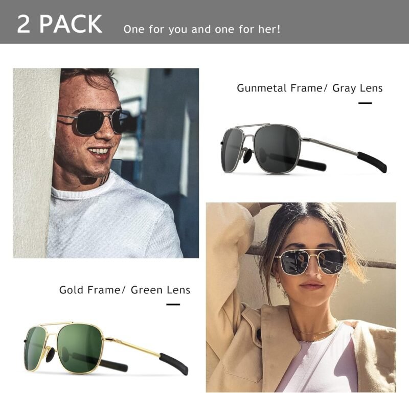 CEREMONYT Sunglasses Men’s Military Style Polarized Pilot  Sunglasses Bayonet Temples