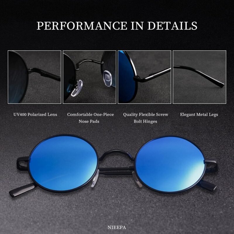 CEREMONYT Sunglasses Round Vintage Small Round Polarized Hippie Sunglasses for Men Women Circle Sun Glasses NP1002