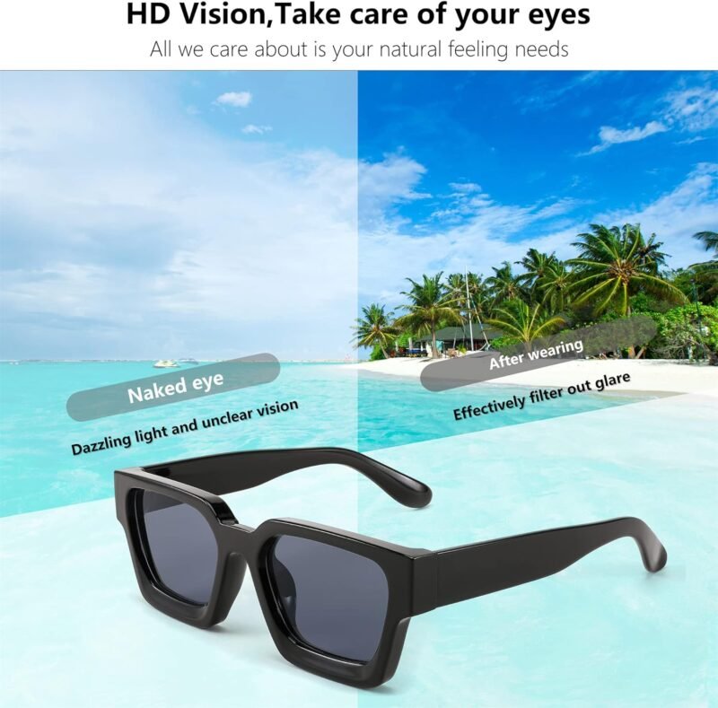 CEREMONYT Sunglasses Square  Retro 90s Square Sunglasses for Women Men Trendy Chunky Rectangle Sunglasses UV400 Protection B2385