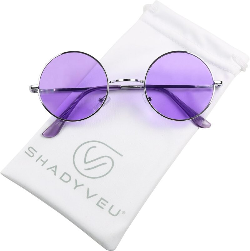 CEREMONYT Sunglasses Round Retro Round Style 70s Sunglasses Colorful Tint Groovy Hippie Mens Womens Shades