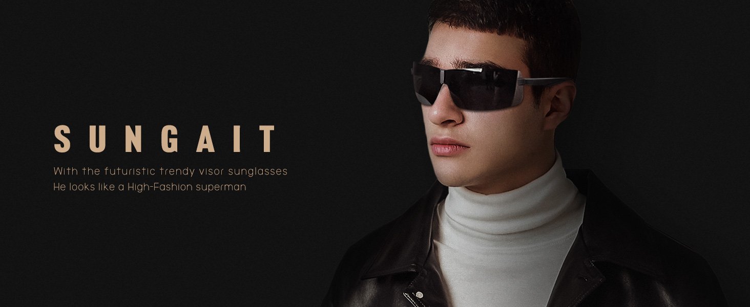 futuristic trendy visor sunglasses