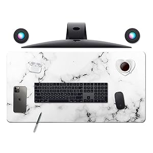 Marble Large Mouse Pad white